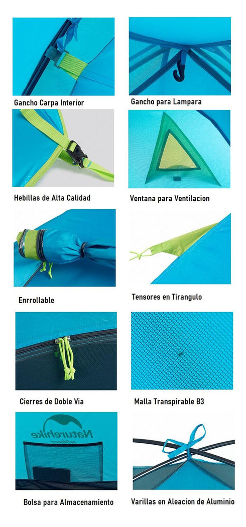 Carpa para 4 Personas Ultraligera con Sobrecarpa Naturehike P-series