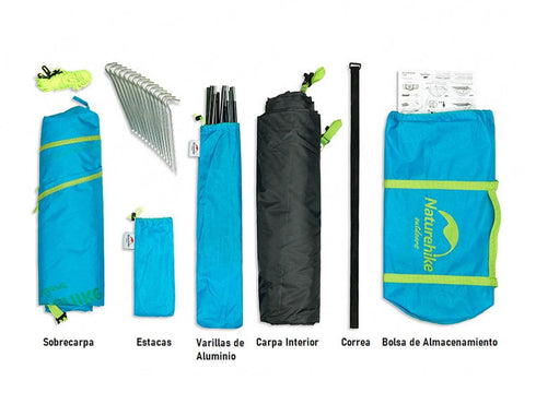 Carpa para 4 Personas Ultraligera con Sobrecarpa Naturehike P-series